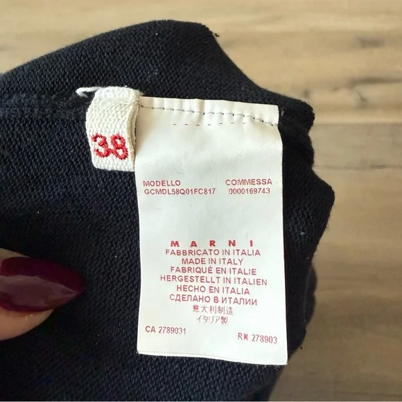 Marni Navy Blue Mixed Media Cotton Poplin Knit Short Sleeve Top - size 2 (IT 38) - Picture 6 of 7